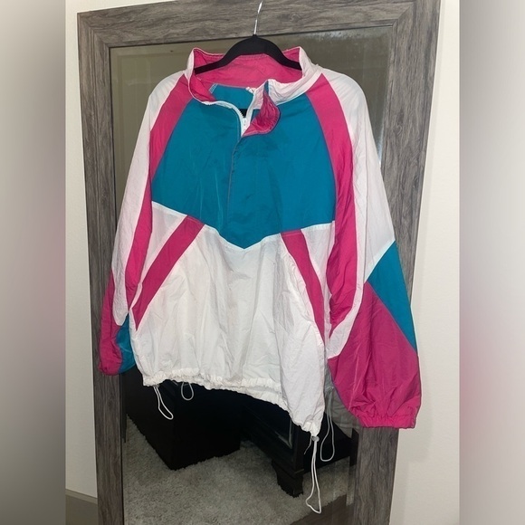 Blue pink and white vintage track windbreaker - Picture 2 of 6